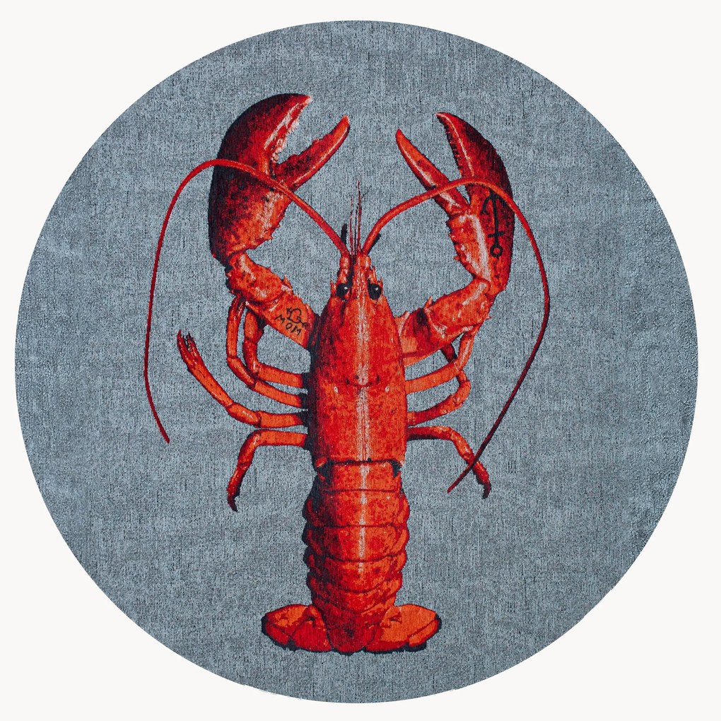Rond platgeweven jacquard vloerkleed Lobster