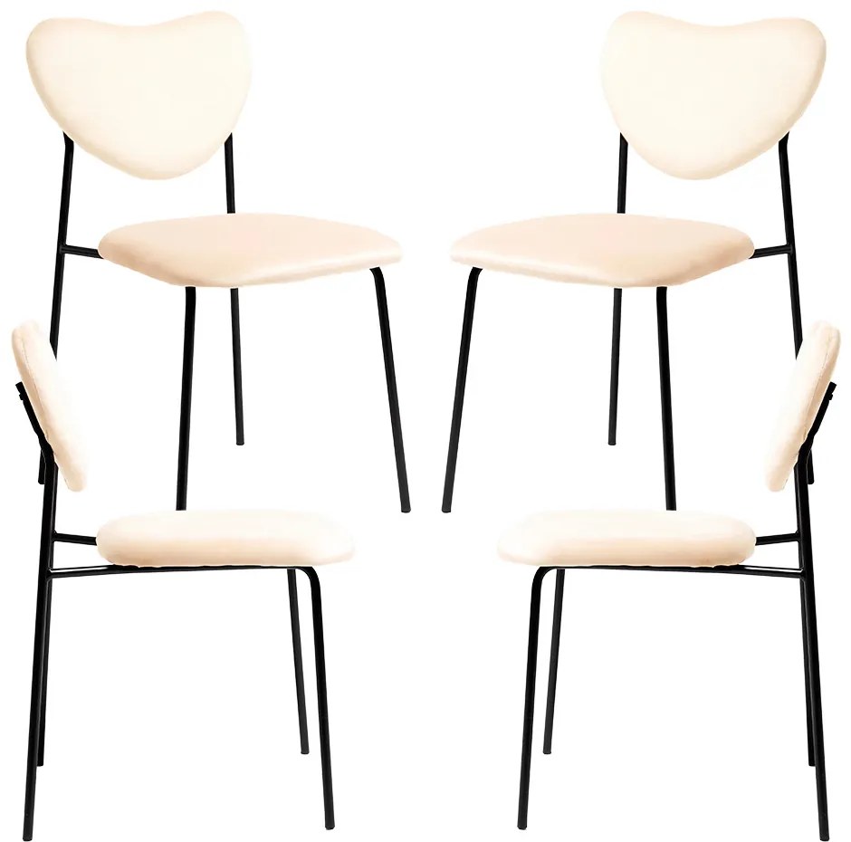 Pak 4 Cora stoelen van zwart fluweel