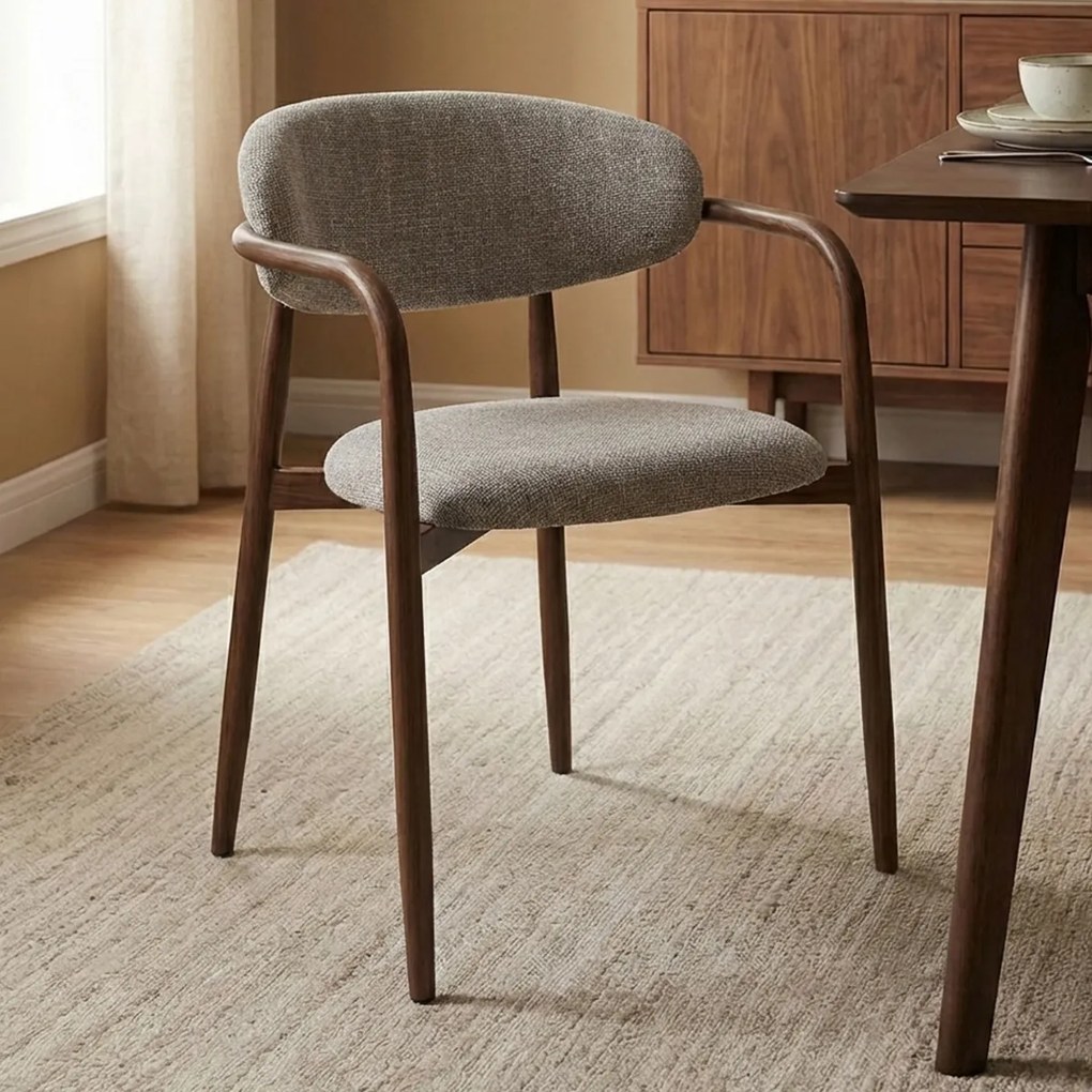 Eetkamerstoel Walnoot Met Armleuningen