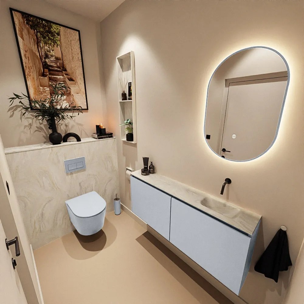 Mondiaz Ture DLux toiletmeubel 120cm clay met wastafel ostra rechts zonder kraangat