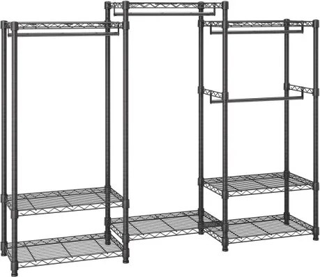 VEVOR Mobiele kledingrek, draagvermogen 362 kg, vrijstaande kledingrek 174 x 180 x 45 cm, 3 kledingstangen, multifunctioneel 8-laags, voor slaapkamer, wasruimte, kleedkamer