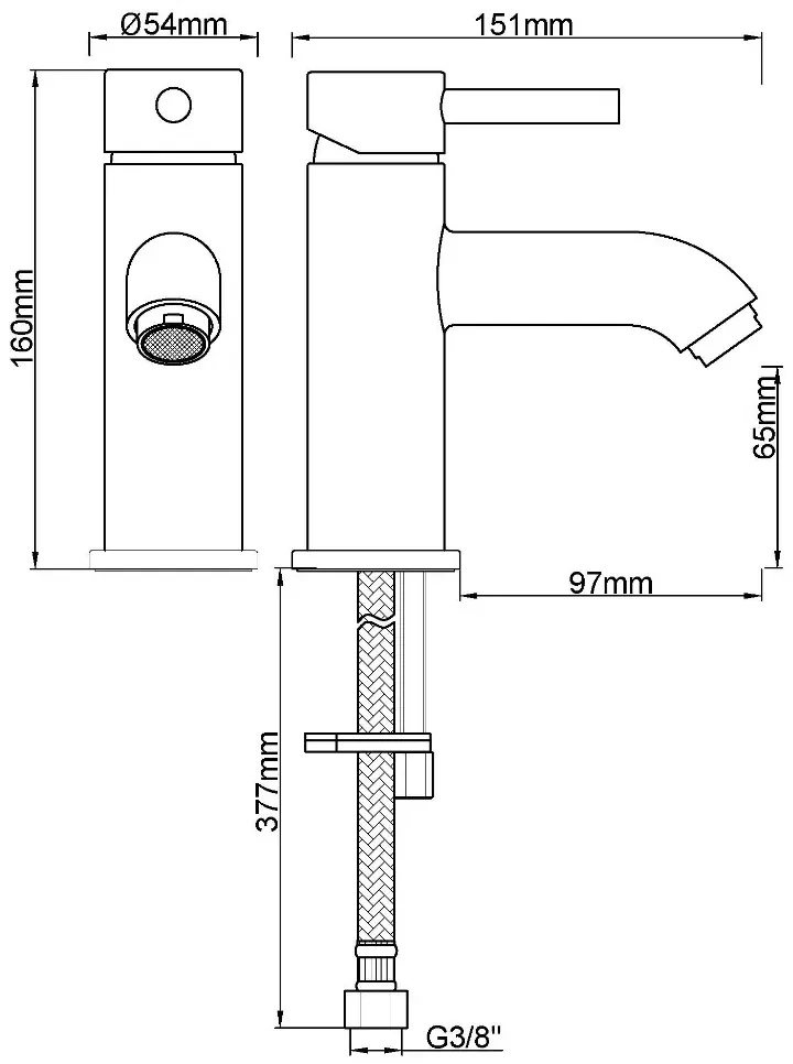 Mueller Round wastafelmengkraan laag PVD-coating chroom