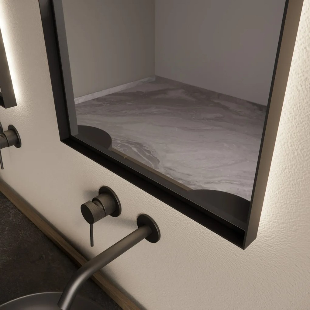 Gliss Design Delta spiegel met LED-verlichting 40x100cm mat zwart