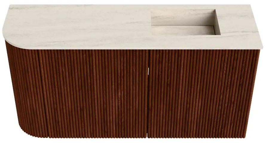 Mondiaz Joya DLux 80cm toiletmeubel ronding links ruby met wastafel faye rechts 1 kraangat meli