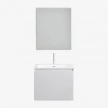 Macrae Houten Badkamermeubelset Met Geïntegreerde Wastafel Wit & Rechthoekige Led 60x70 Cm Tamsin & Wit ↑20 Cm Met - Sklum