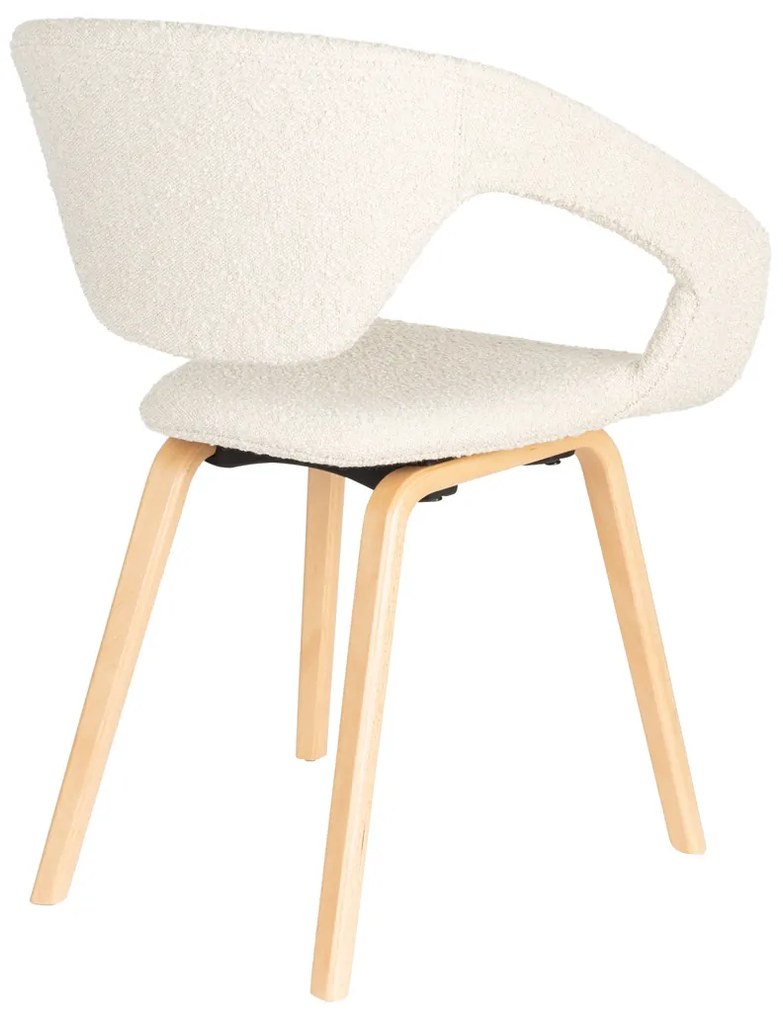 Zuiver Flexback Design Eetkamerstoel Hout Beige Boucle
