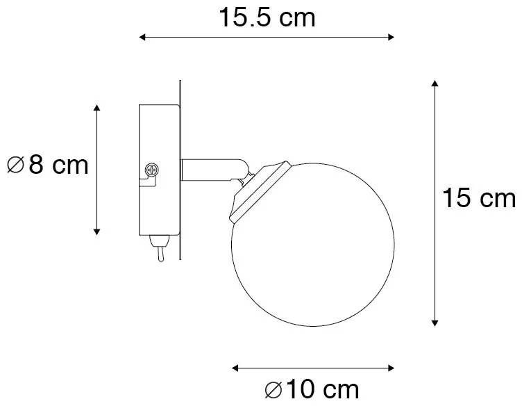 Landelijke spot zwart verstelbaar met smoke glas - Athens