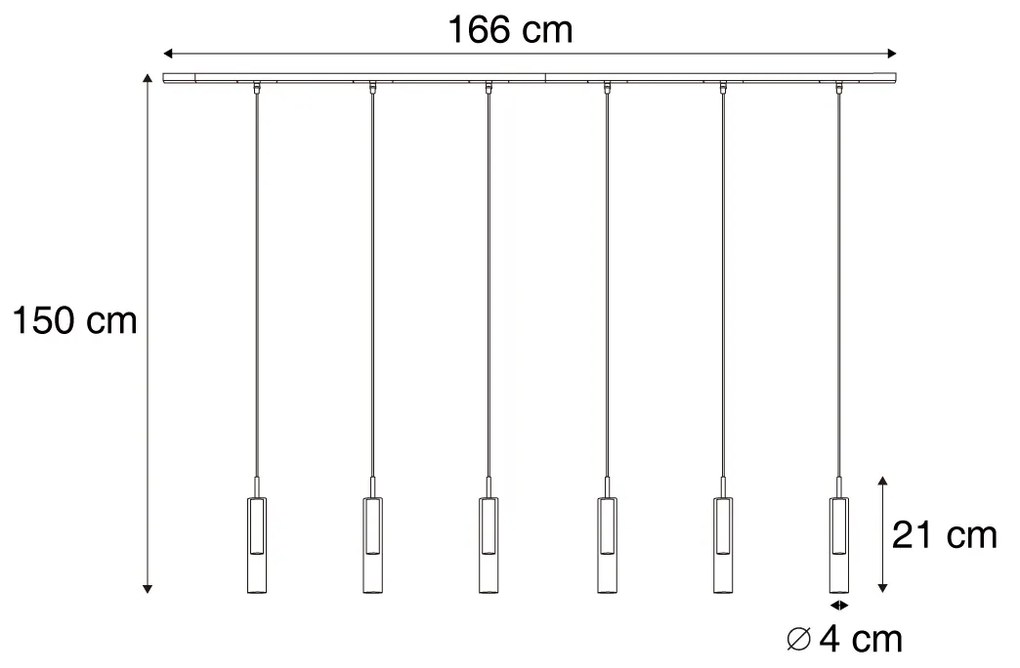 Modern railsysteem zwart met 6 hanglampen zwart met smoke glas 1-fase - Slimline Loyce Modern G9 Binnenverlichting Lamp