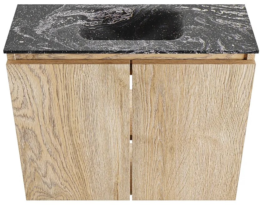 Mondiaz Ture DLux toiletmeubel 60cm washed oak met wastafel lava midden met kraangat