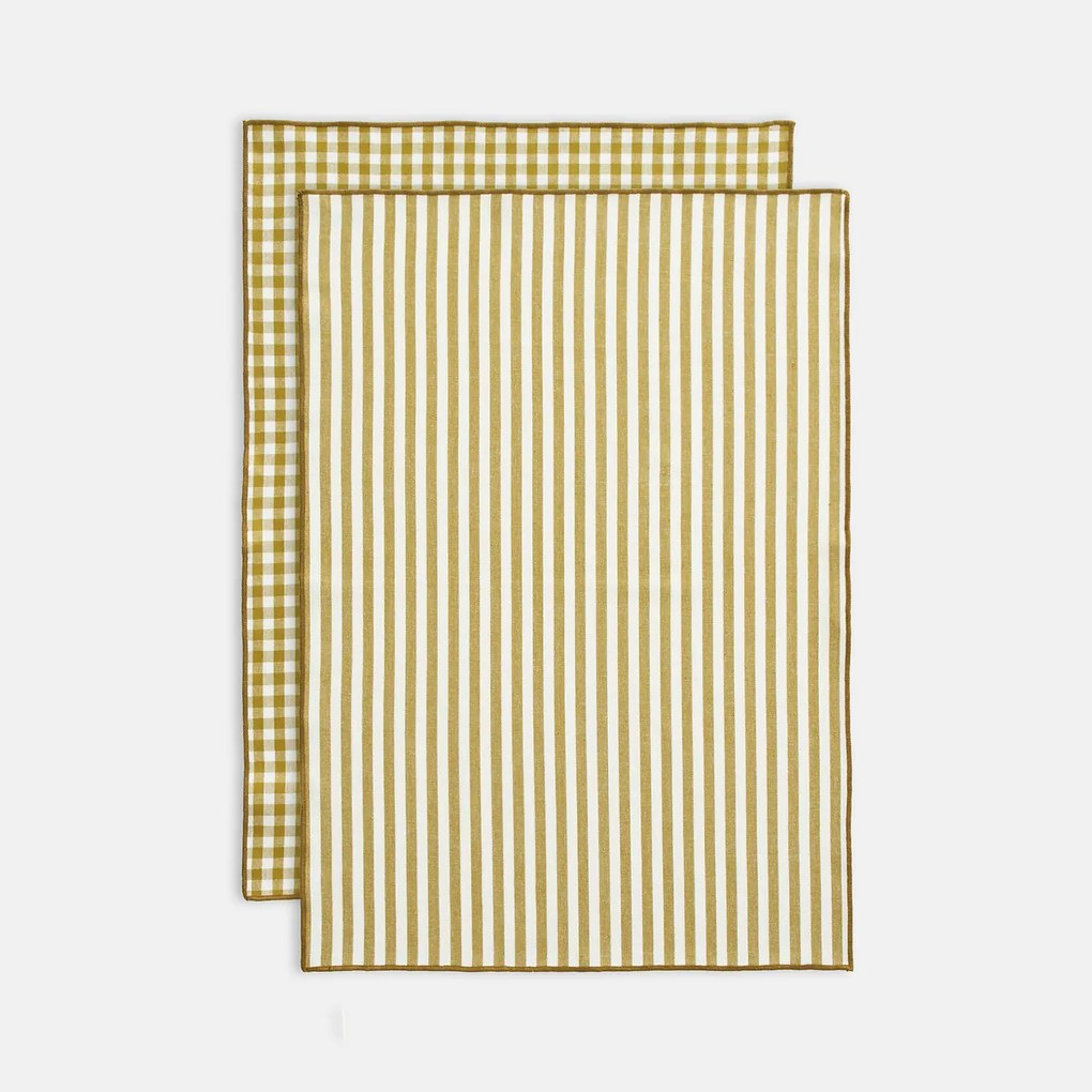 Set van 2 theedoeken, 30% gerecycled katoen, geweven-geverfd, Soizic