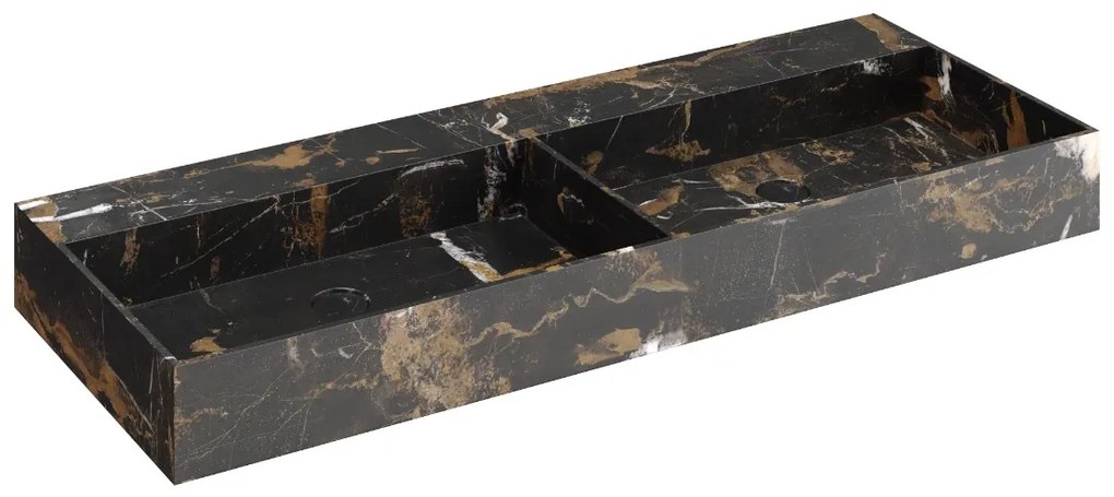 Muebles Murcia badmeubel ribbelfront 120cm eiken met Portoro Gold wastafel zonder kraangaten