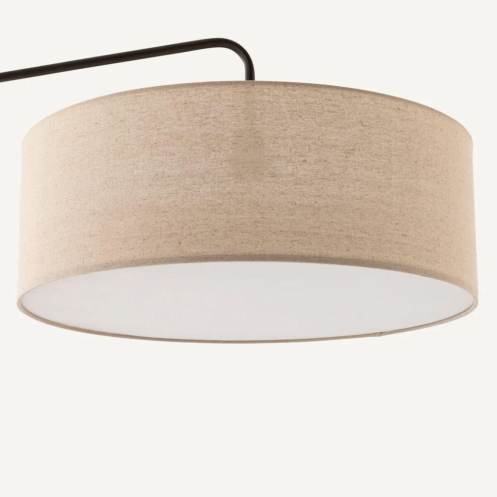 Boogvormige staande lamp in metaal ijzer en linnen, Cinqua
