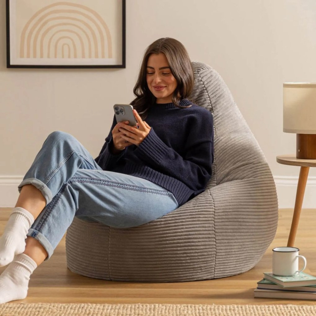 Cloudy Cord Zitzak Stoel - Grijs