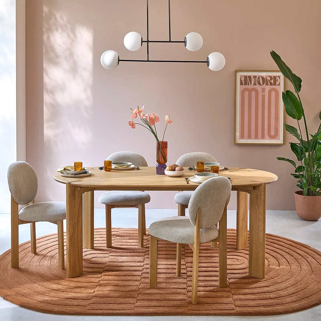 Eettafel, massief eiken, 6 tot 8 couverts, ELMO