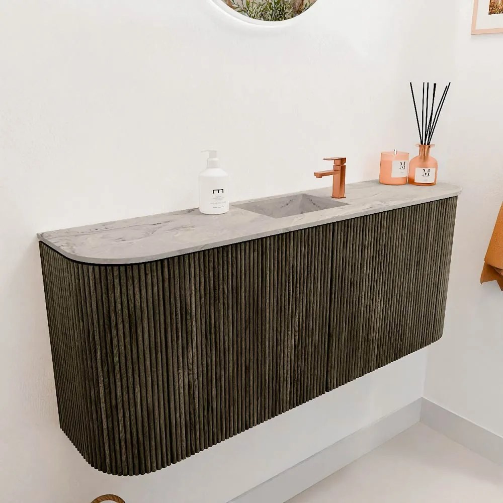 Mondiaz Joya DLux 105cm toiletmeubel ronding links/rechts shadow met wastafel faye midden 1 kraangat glace