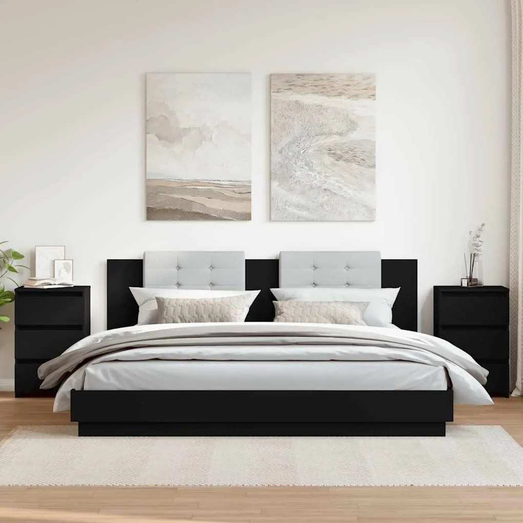 vidaXL Nachtkastjes 2 st 40x35x62,5 cm bewerkt hout zwart
