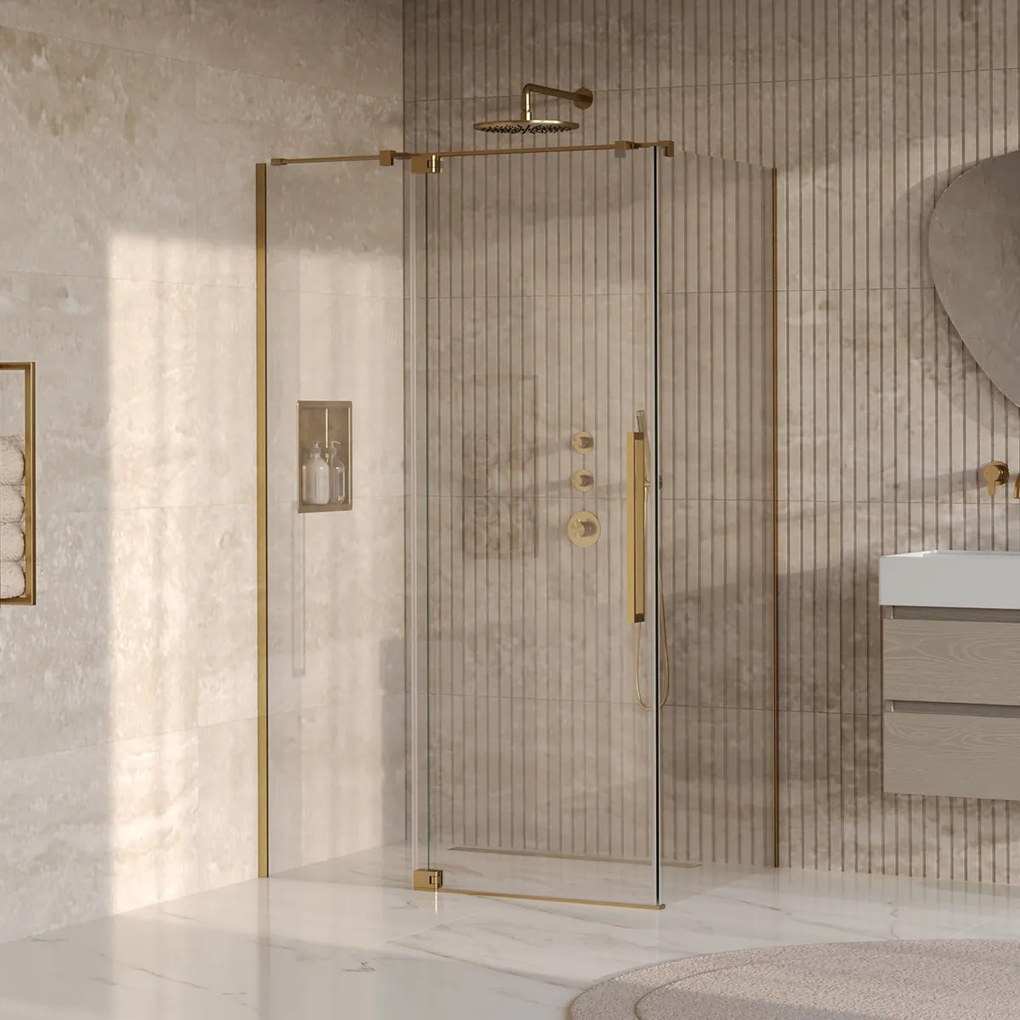 Brauer Stellar douchecabine met draaideur 120x100cm messing geborsteld PVD