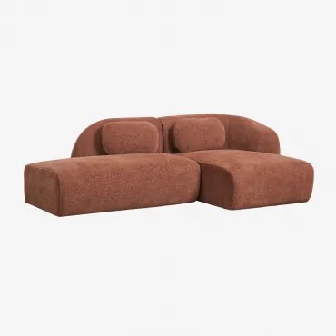 2-delige Modulaire Rechter Chaise Longue Bank Met Linker Divan In Chenille Coquette Chenille Roestbruin - Sklum