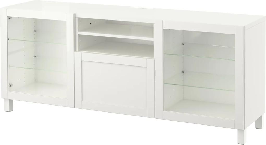 IKEA BESTÅ Tv-meubel met lades 180x42x74 cm Wit/hanviken/stubbarp wit helder glas Wit/hanviken/stubbarp wit helder glas - lKEA
