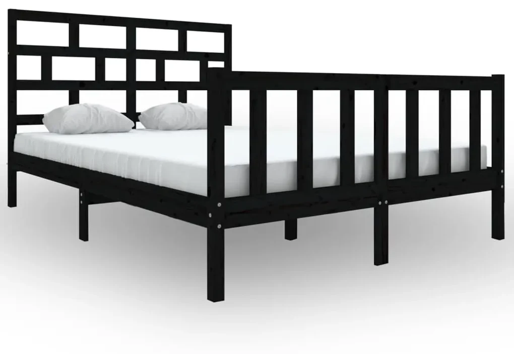 vidaXL Bedframe massief grenenhout zwart 160x200 cm