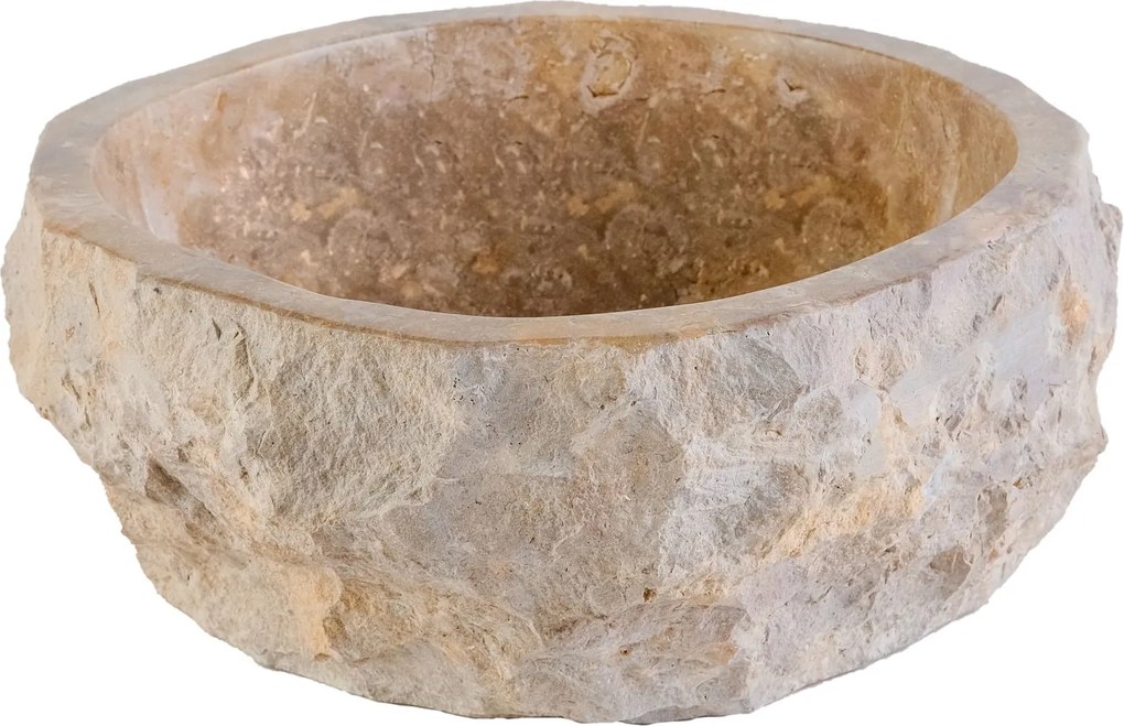Sanigoods River waskom natuur marmer 30-35x15cm bruin