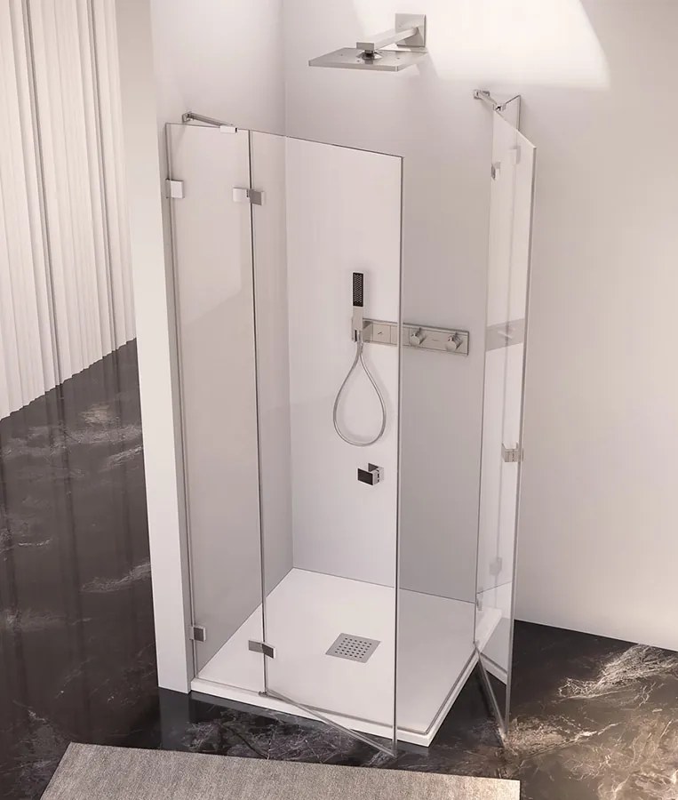 Polysan Fortis Edge hoekcabine met draaideur 80x80cm chroom