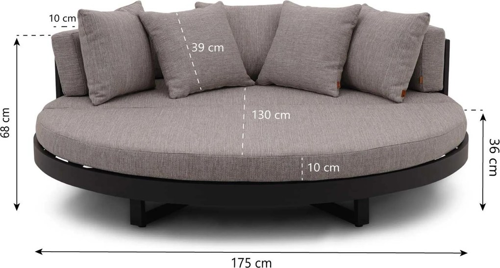 Santika Furniture Santika Lakeview Daybed Antraciet Aluminium Taupe