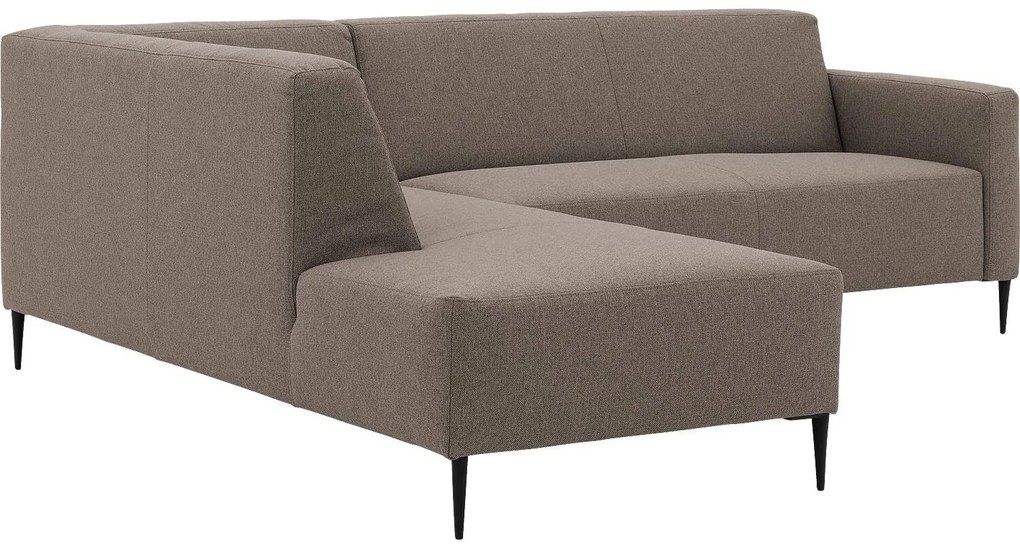 Goossens  Key West bruin, stof, 2,5-zits, modern design met ligelement links