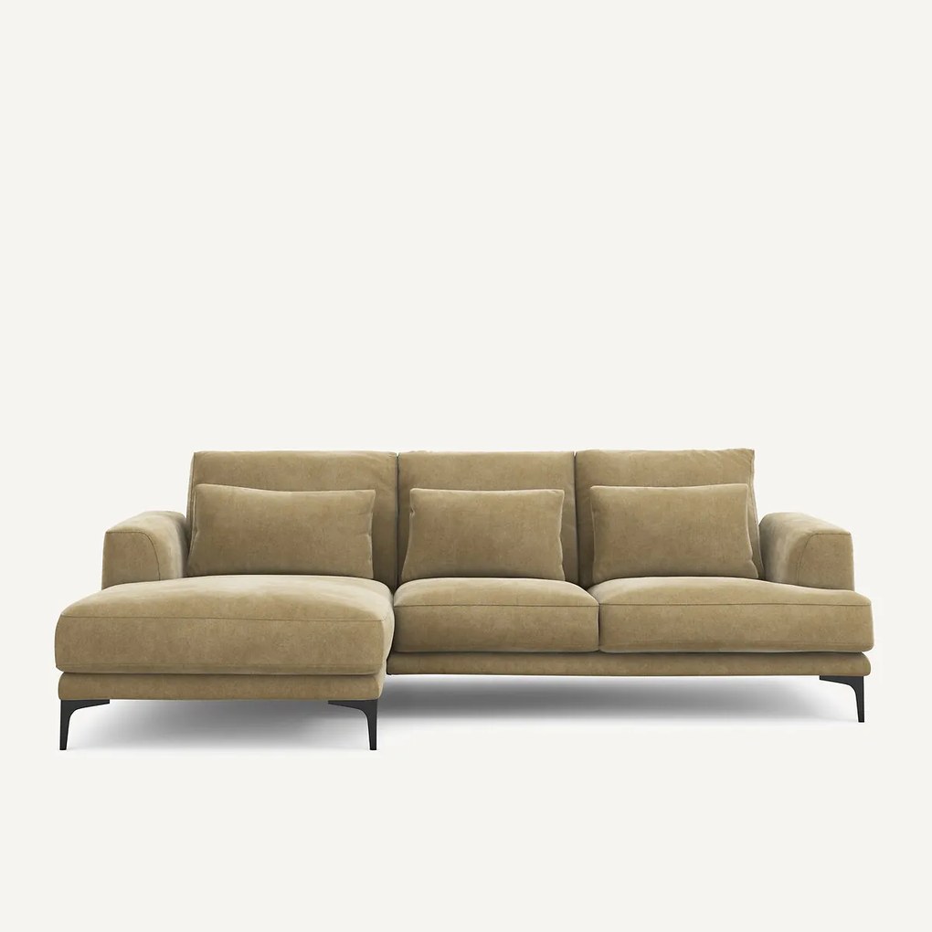 Linkse hoekbank in stonewashed fluweel, Marsile