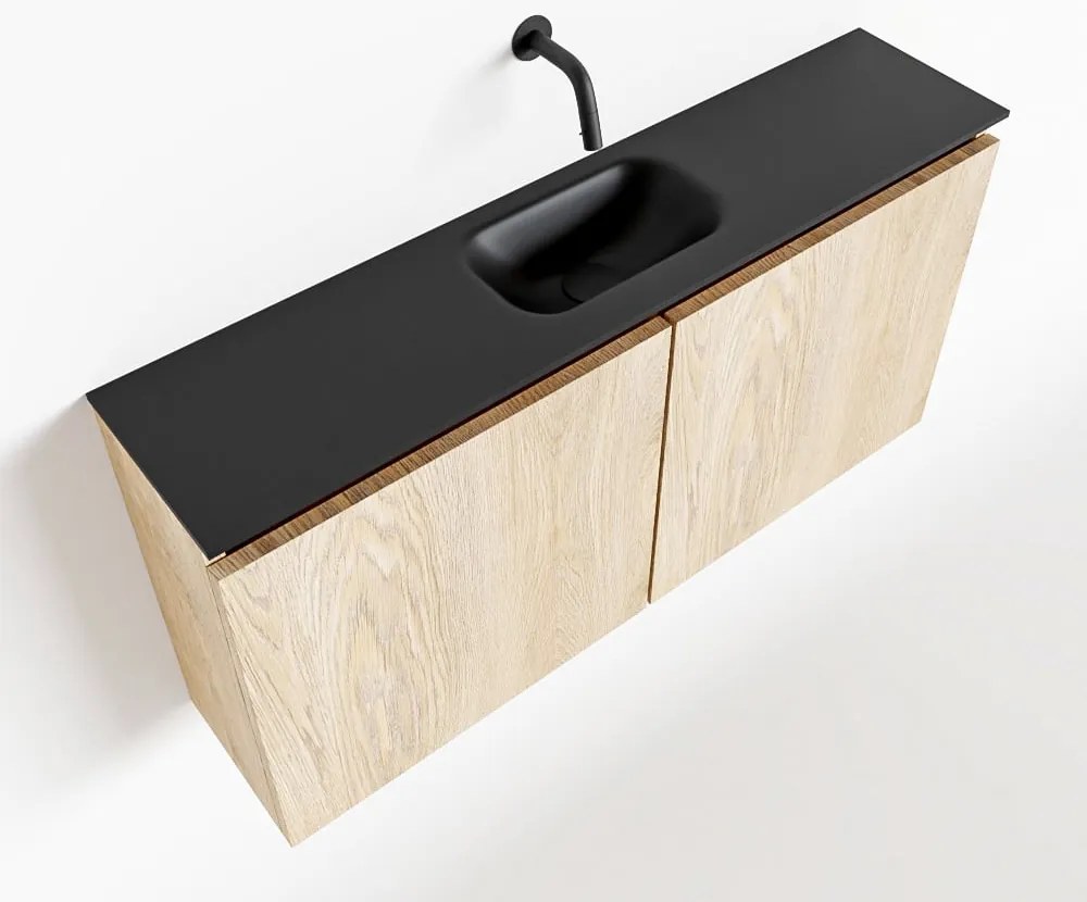 Mondiaz Ture 100cm toiletmeubel washed oak met wastafel urban midden geen kraangat