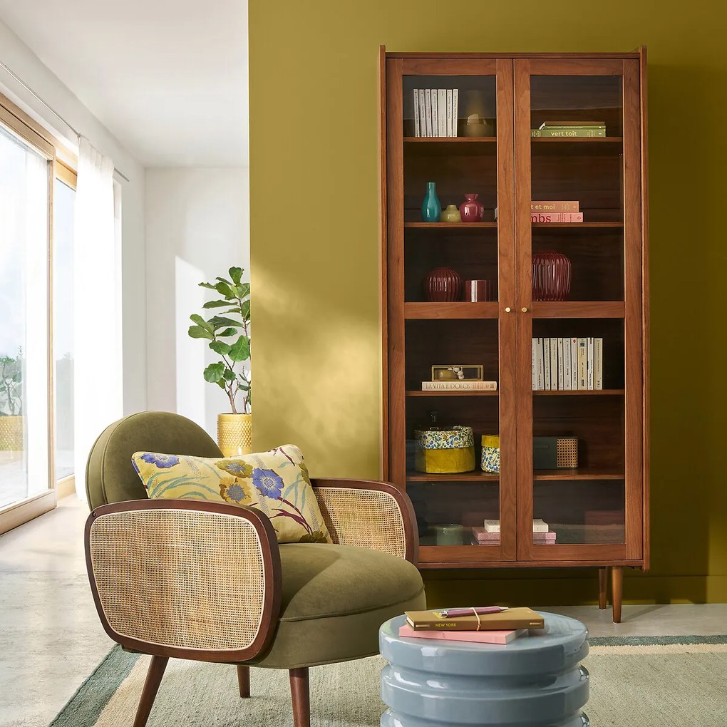 Vintage vitrinekast, 2 deuren, walnootfineer, RONDA