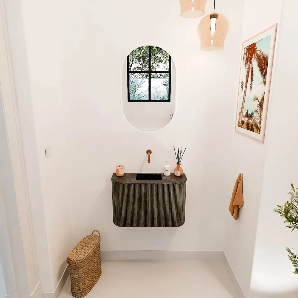 Mondiaz Joya DLux 65cm toiletmeubel ronding links/rechts shadow met wastafel faye midden zonder kraangat lava