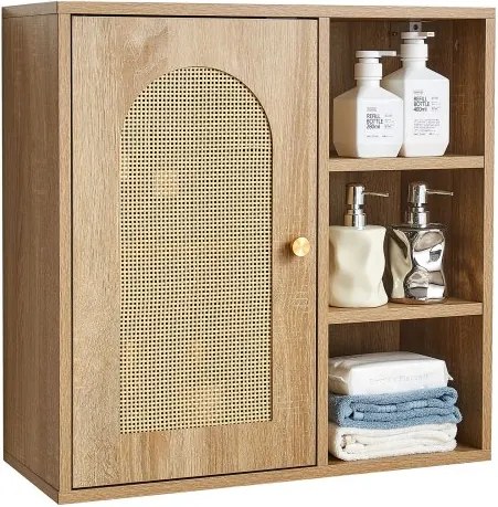 VEVOR Badkamer Wandkast Medicijnkastje met Verstelbare Planken (5-niveau Verstelling), Opbergkast boven het Toilet voor Wandmontage, Hangkast met Open Vakken voor Toilet