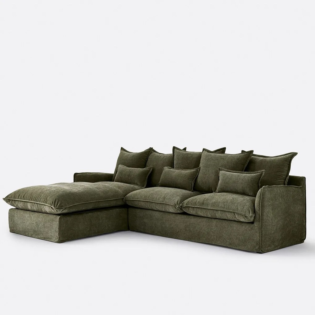 Hoekbank links, afneembare hoes, 4 zits, in gevlekt polyester, ODNA