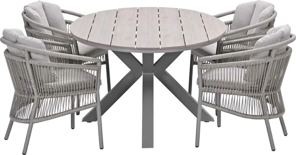 Garden Impressions Sorong tuinset 5-delig - Tulli tuintafel 180x115 cm - light teak vironwood