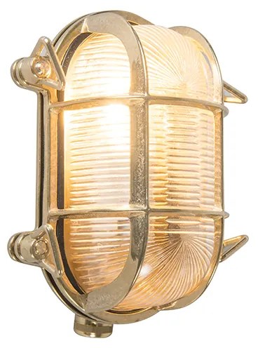 Buitenlamp Retro wandlamp goud 18 cm IP44 - Nautica 2 ovaal Landelijk / Rustiek, Retro E27 IP44 Buitenverlichting