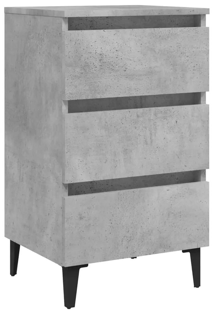 vidaXL Nachtkastje met metalen poten 40x35x69 cm betongrijs