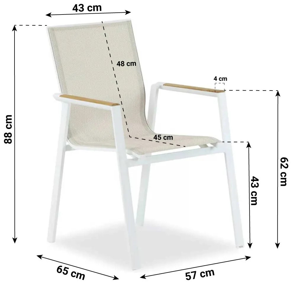 Picknick Set 6 personen 260 cm Aluminium/textileen Wit Lifestyle Garden Furniture Fiora/Florence