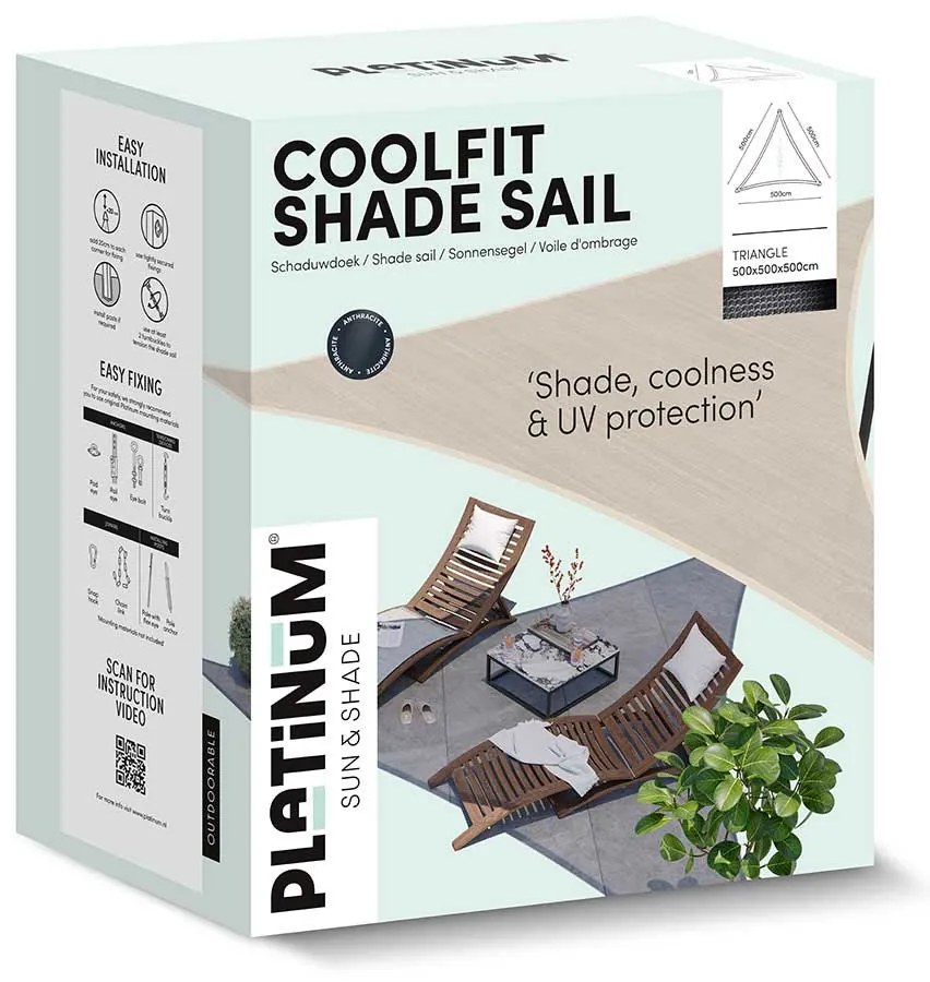Platinum Coolfit schaduwdoek driehoek 5.0x5.0x5.0m - greige