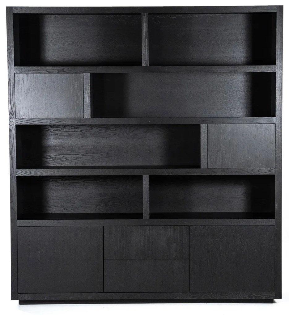 Vakkenkast Zwart Eiken 200 Cm - 200x42x220cm.