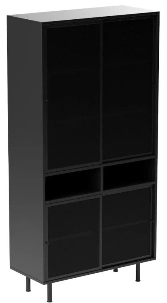 Hoge Kast Zwart Metaal - 90x40x180cm.