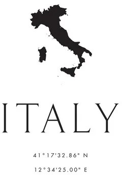 Kaart Italy map and coordinates, Blursbyai