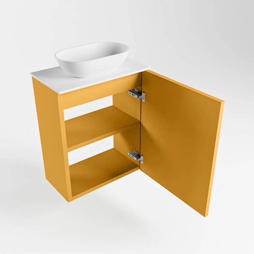 Mondiaz Fowy toiletmeubel 40cm ocher met witte waskom midden zonder kraangat