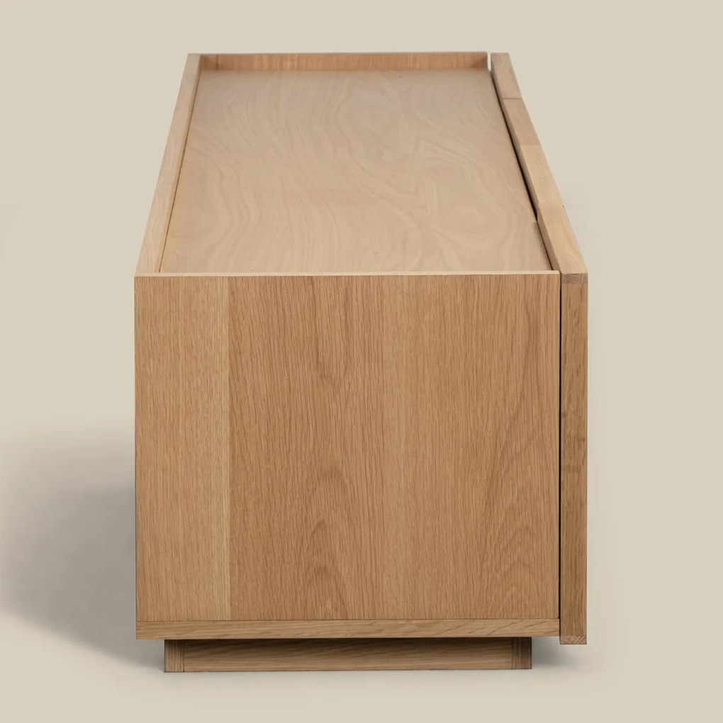Eiken Tv-meubel Met Stoffen Deuren 180 Cm - 180x40x40cm.