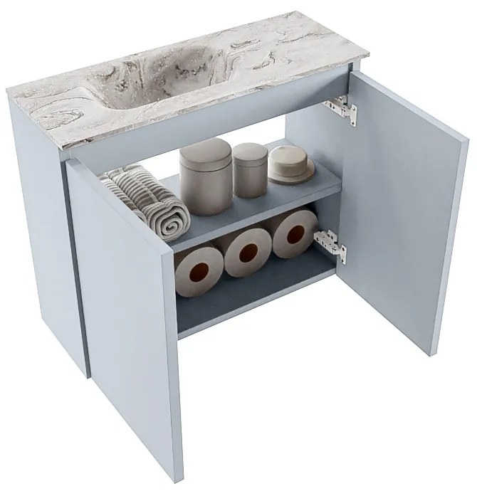 Mondiaz Ture DLux toiletmeubel 60cm clay met wastafel glace links met kraangat