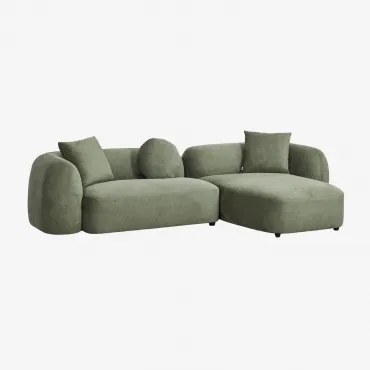 Rechte Modulaire Chaise Longue Bank Van 2 Delen In Chenille Coco Chenille Saliegroen - Sklum