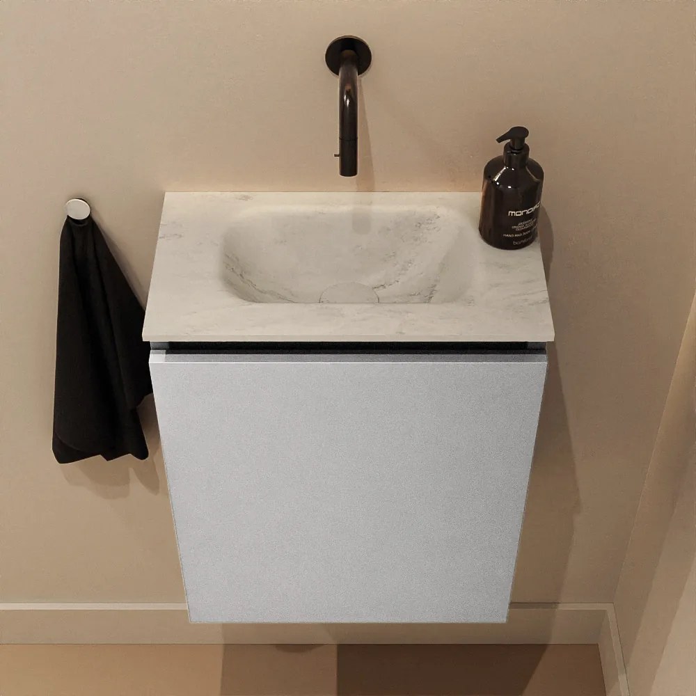 Mondiaz Ture DLux toiletmeubel 40cm plata met wastafel opalo midden zonder kraangat