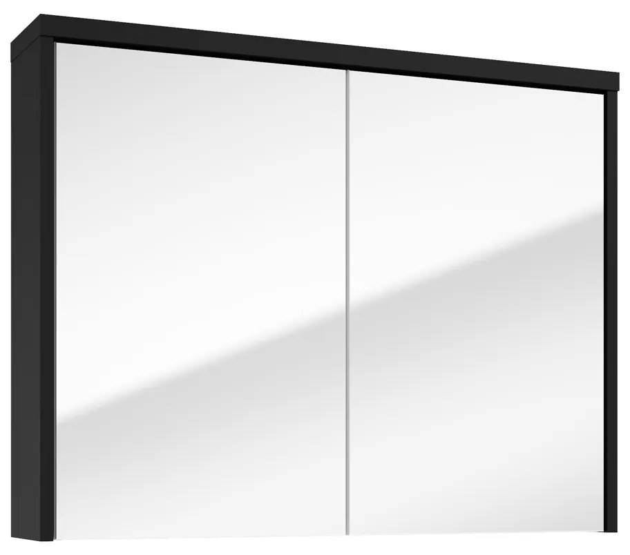 Fontana Basic spiegelkast 80cm met 2 deuren zwart mat