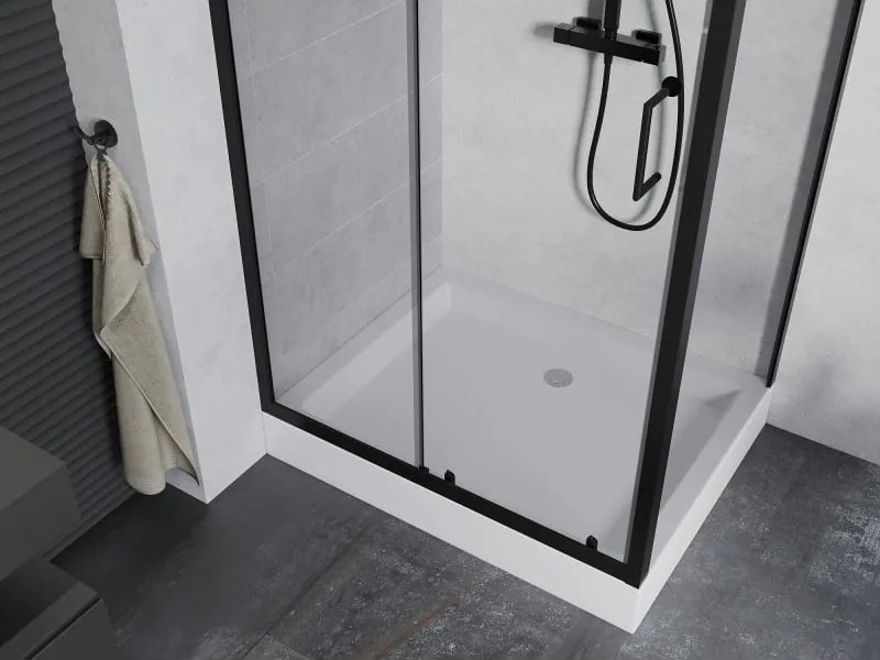 Mexen Apia schuifdouchecabine 120 x 90 cm, transparant, zwart + Rio douchebak - 840-120-090-70-00-4510