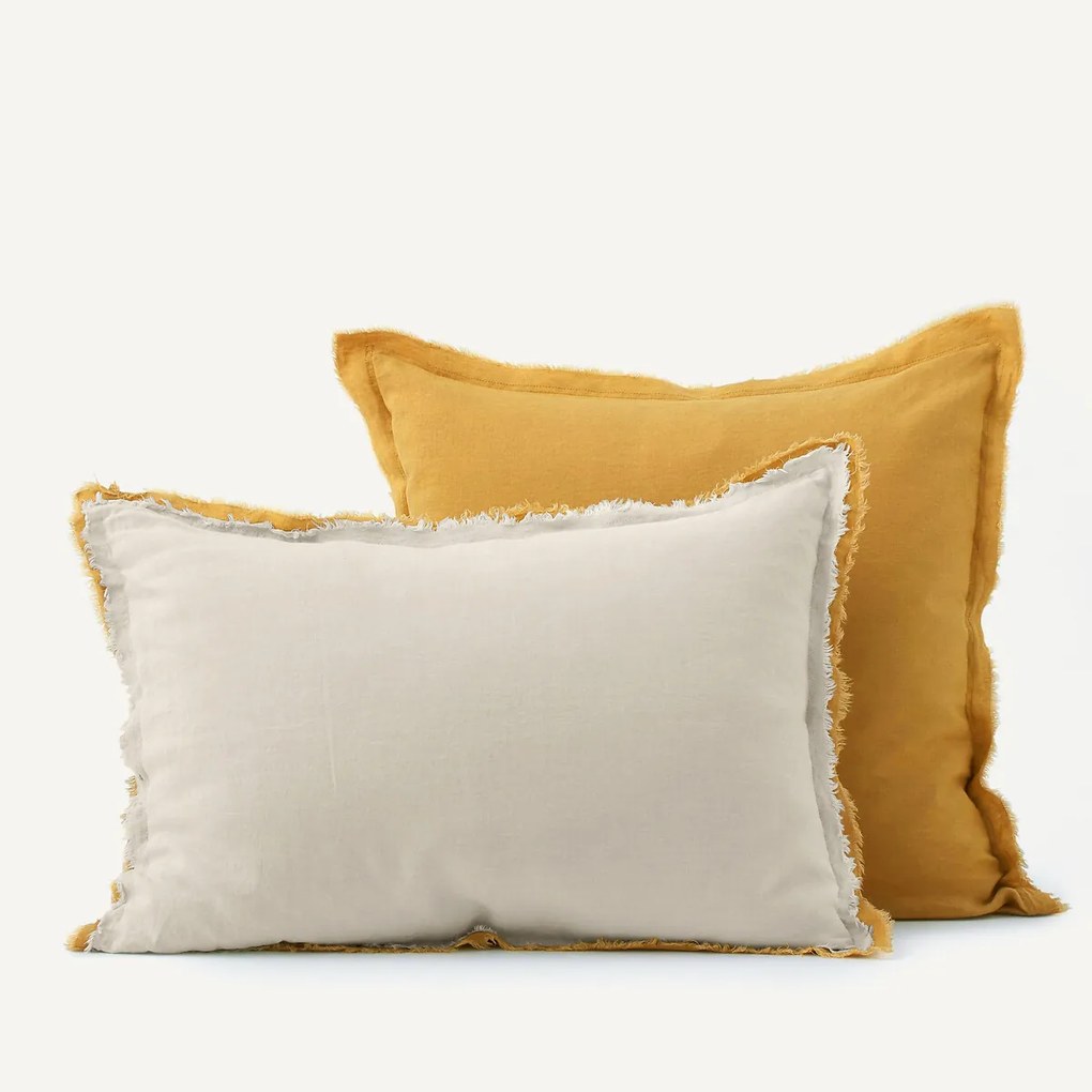 Gewassen linnen kussensloop met dubbele franje Alhanasia